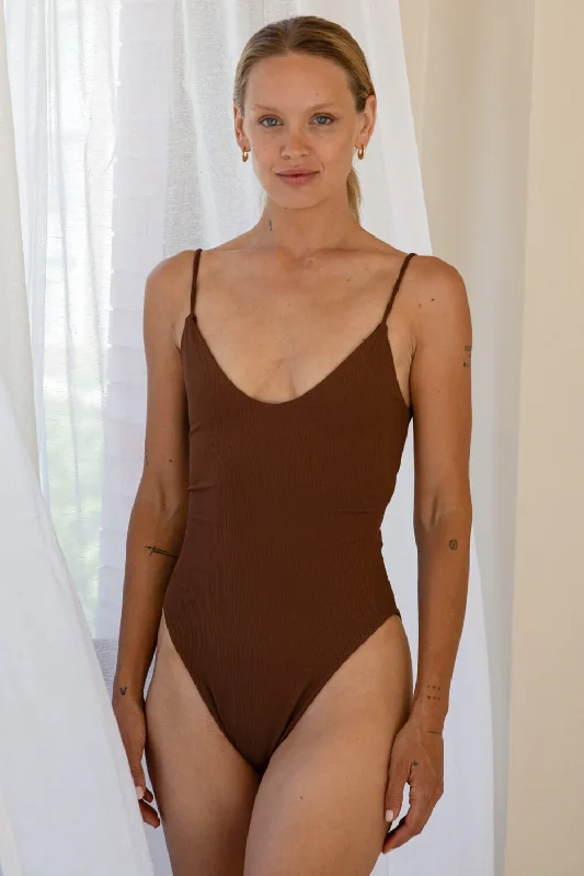 lady's swimsuitThe Corset One Piece - Ribbed Espresso