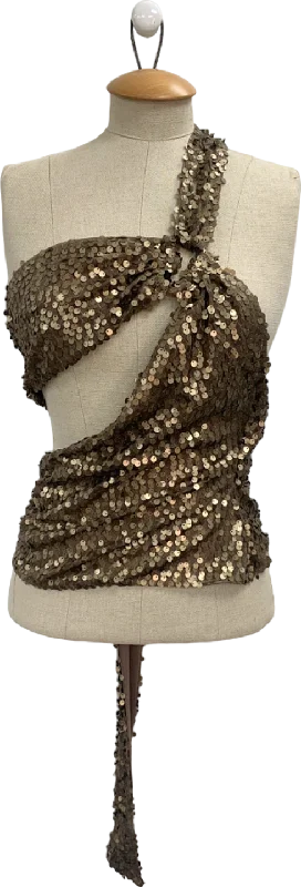 Cozy women's sweaterMars The Label Brown Keyhole Sequin Set UK 8