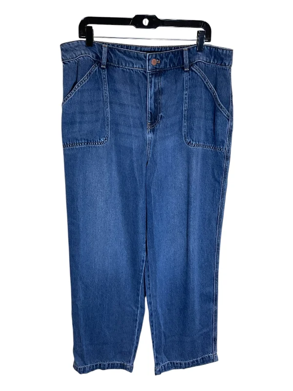 Jeans with a distressed and bleached finish combined with embroidery for a bold and trendy lookJeans Wide Leg By Talbots In Blue Denim, Size: 14