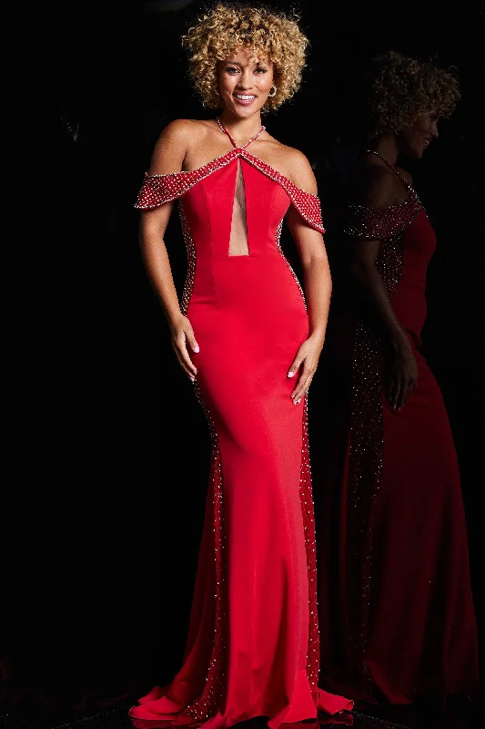 Tight-fitting dresses for womenJovani 24611 Off Shoulder Beaded Prom Dress