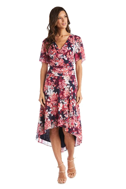 Plus-size dresses for womenR&M Richards 7316 High Low Short Sleeve Print Dress