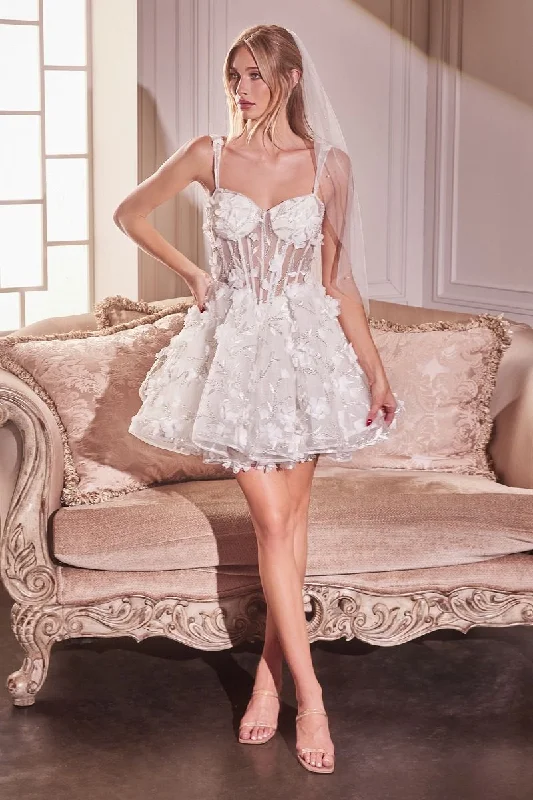 Mini dresses for womenAndrea & Leo WL081 Short 3D Floral A Line Wedding Dress