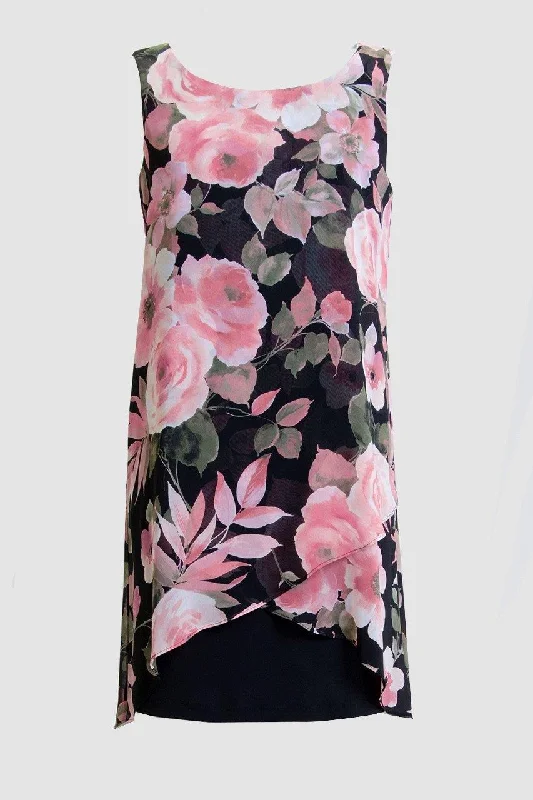 Leather dresses for womenConnected Apparel Floral Short Sleeveless Dress