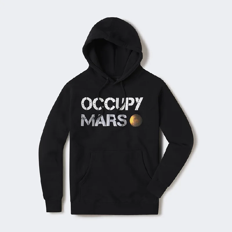 women's hooded tops with a sheer mesh insert on the sleevesUnisex Occupy Mars Pullover Hoodie