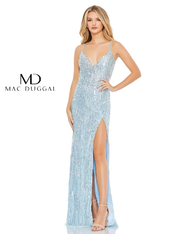 Ruched dresses for womenMac Duggal 5366 Prom Long Beaded Sequins Dress