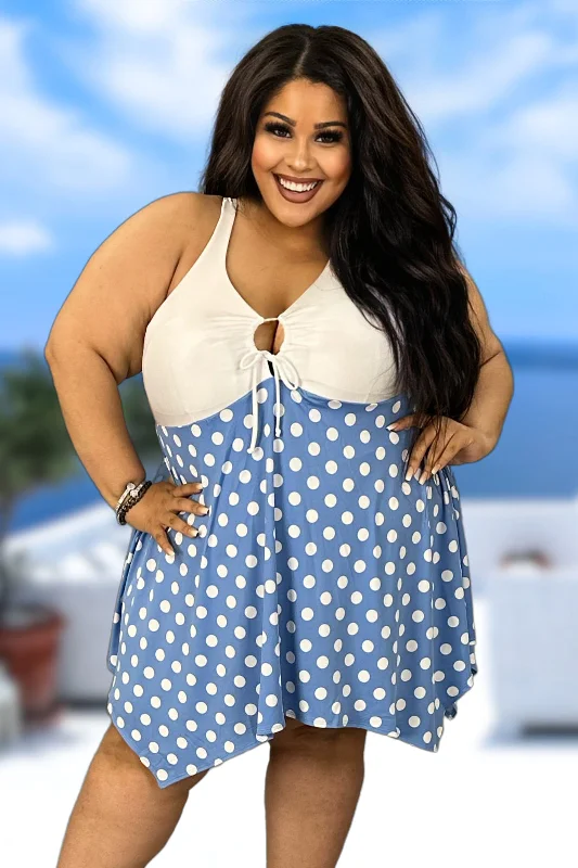 elegant swimsuitSALE!! SWIM-Z {Curvy Swim Time} Indigo Polka Dot One Piece Swimsuit CURVY BRAND!!! EXTENDED PLUS SIZE 2X 3X4X 5X 6X