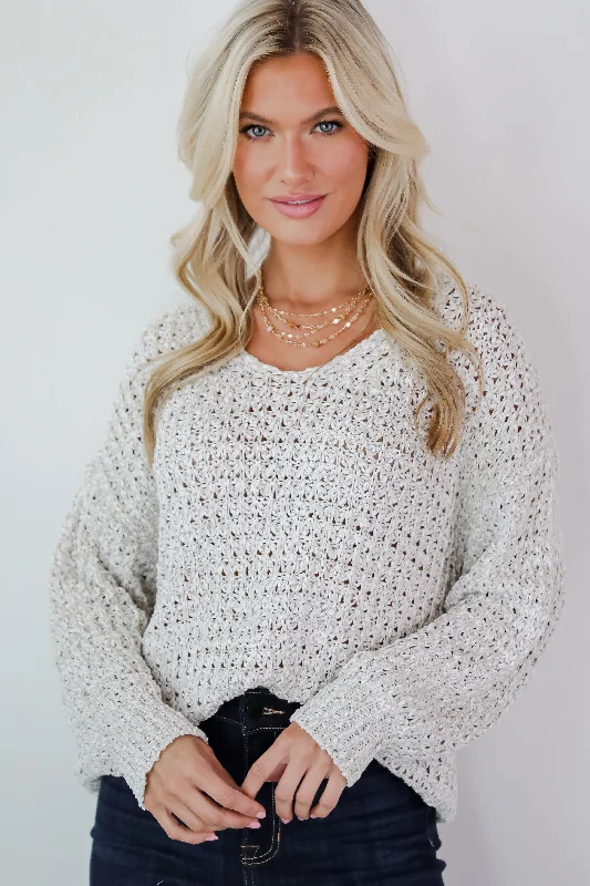 Soft pink women's sweaterClassy Attitude Light Grey Sweater