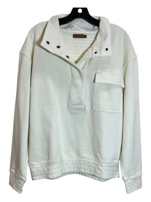 women's hooded jumpers with lace-up details on the sleevesSweatshirt Collar By Clothes Mentor In Cream, Size: M