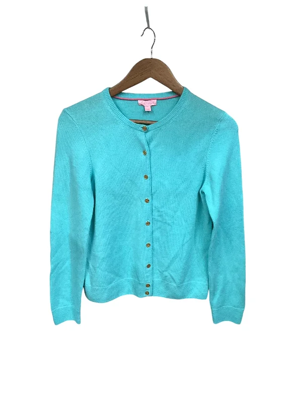 Olive green women's sweaterCardigan By Lilly Pulitzer In Aqua, Size: S