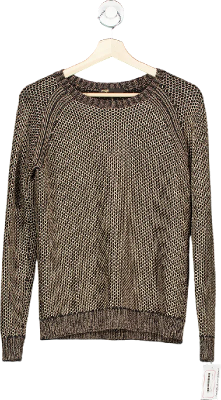 Off-the-shoulder women's sweaterMaje Brown Metallic Knit Jumper Size UK 2