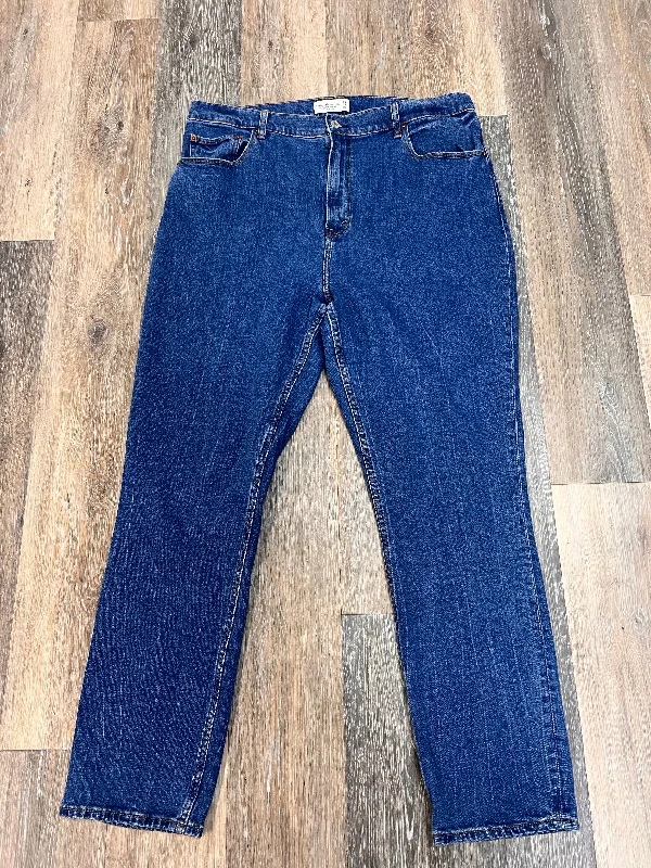 Dark wash jeans with whiskering and fading at the thighsJeans Straight By Abercrombie And Fitch In Blue Denim, Size: 18