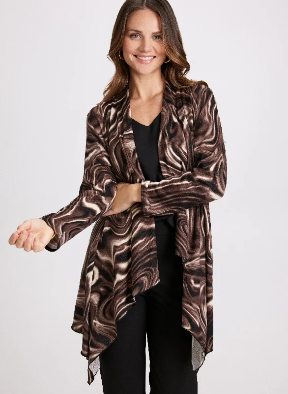 Scoop neck women's sweaterAbstract Print Cardigan