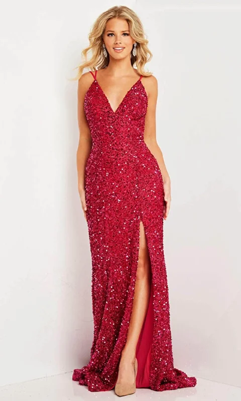 Handmade dresses for unique fashion statementsJovani 36437 Spaghetti Strap Sequin V Neck Prom Dress