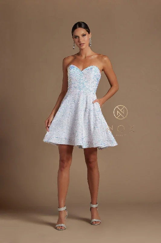 Polka dot dresses for womenStrapless Sequins Short Homecoming Dress