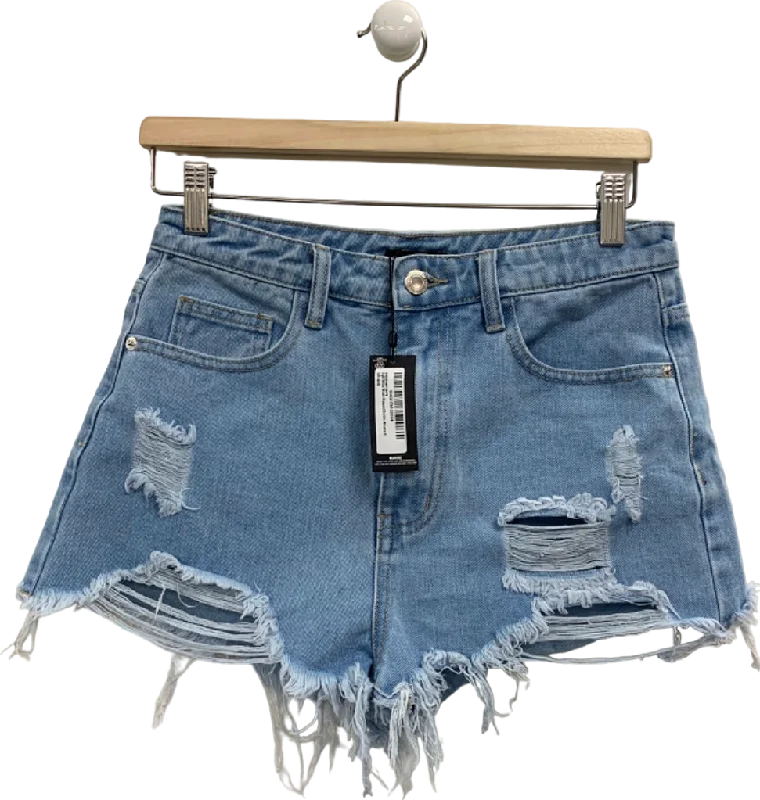 Lavender women's sweaterPretty Little Thing Light Blue Wash Ripped Denim Shorts UK 8