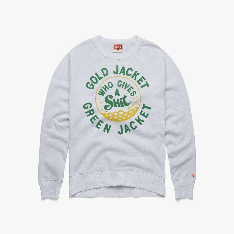 women's peacoats in vintage-inspired colorsGold Jacket Green Jacket Who Gives A Shit Crewneck