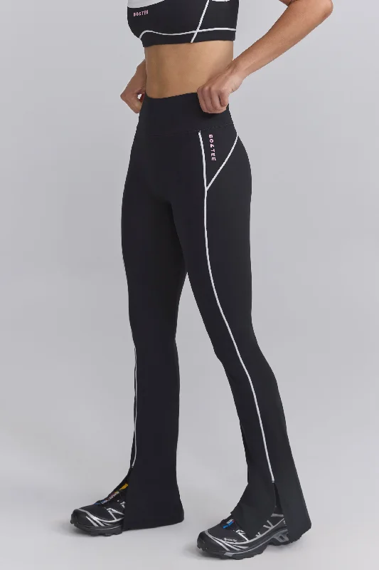 women's suit sets with hidden zippersSoft Active Contrast-Trim Flared Trousers in Black