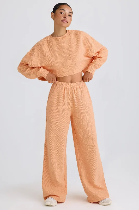 women's suit sets with sheer overlaysStraight-Leg Joggers in Peach