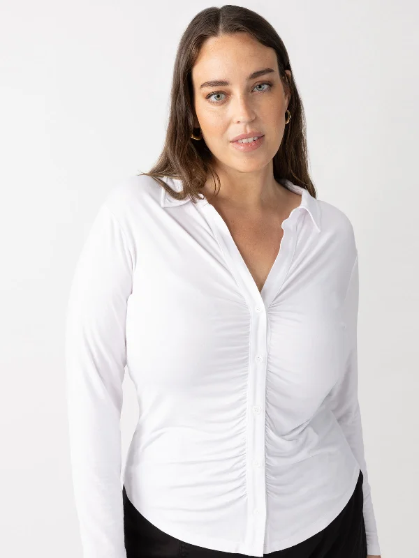 Sustainable women's topsDreamgirl Button Up Top White Inclusive Collection