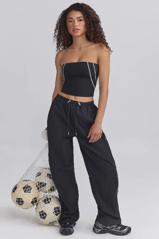 women's business suit setsWide-Leg Track Pants in Black