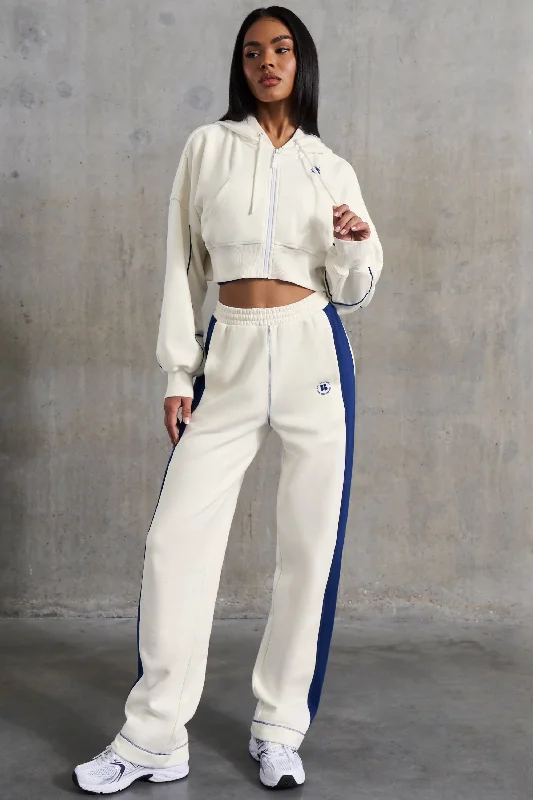 women's suit sets in solid colorsWide Leg Sweatpants in White