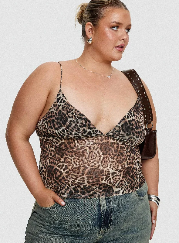 Halter neck women's topsFast Times Top Leopard Curve