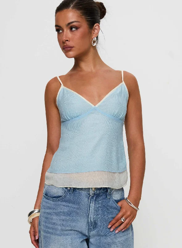 Pastel women's topsMajorie Layered Top Blue / Cream