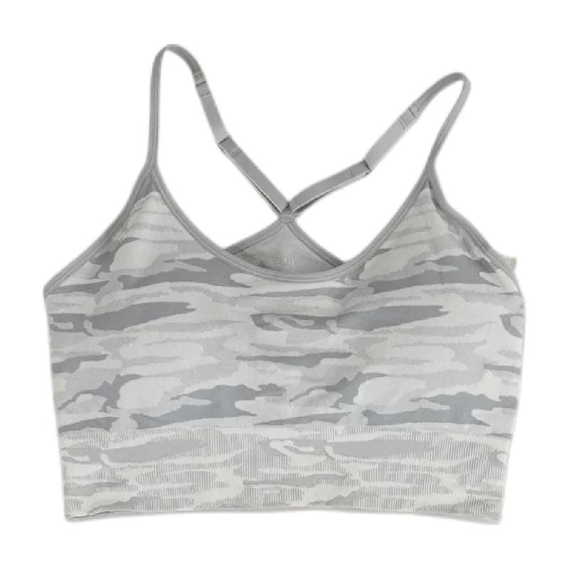 women's suit sets with matte finishesGray Camo Sports Bra