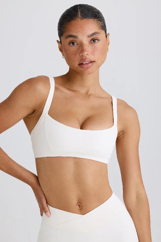 affordable women's suit setsSoft Active Contrast-Trim Sports Bra in White