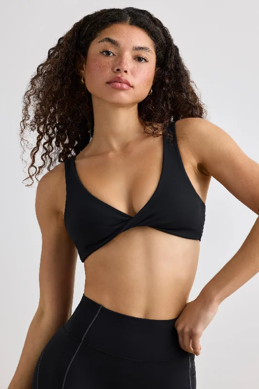 women's suit sets with beaded embellishmentsSoft Active V-Neck Sports Bra in Black