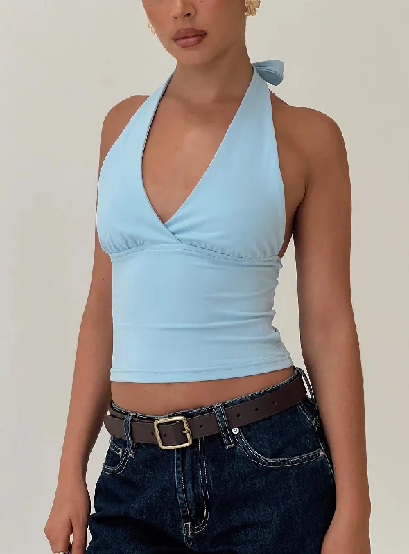 Vintage women's topsWhimsy Halter Top Blue