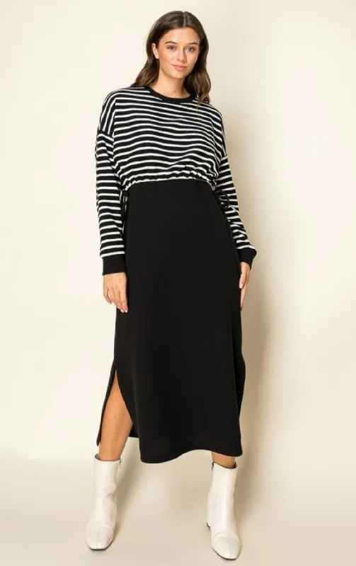 Women's casual dressesBlack Stripe Cloud Dress