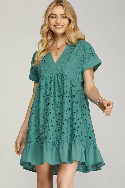 Day dresses for everyday wearGreen Embroidered Dress