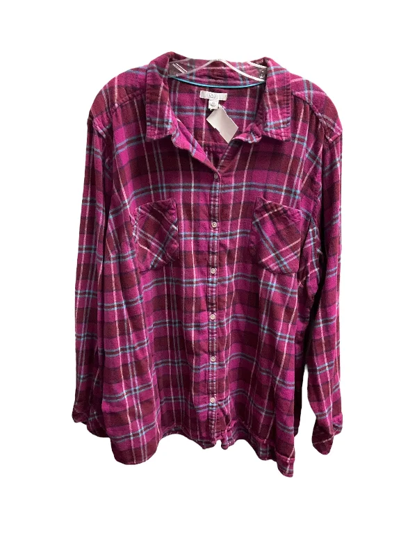 Local artisan women's topsTop Long Sleeve By Croft And Barrow In Plaid Pattern, Size: 4x