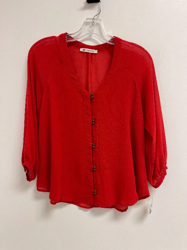 Workwear women's topsTop Long Sleeve By Impeccable Pig In Red, Size: S