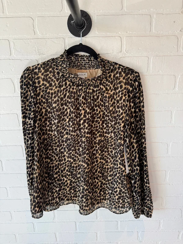 Wrinkle-resistant women's topsTop Long Sleeve By J. Crew In Animal Print, Size: M