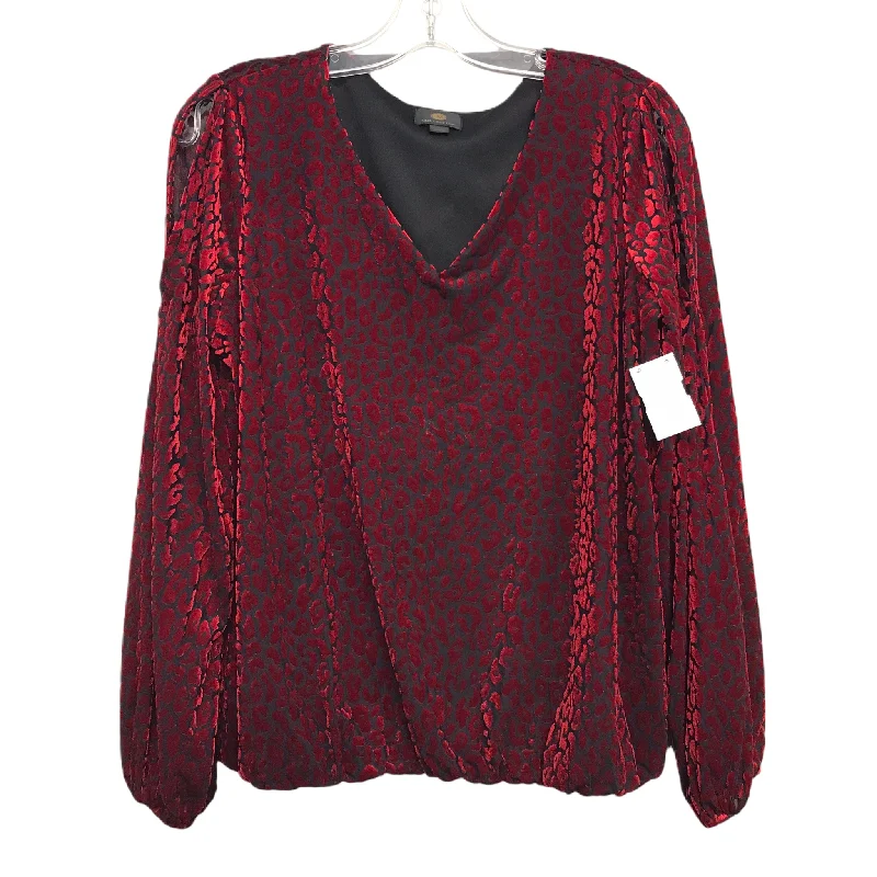 Machine-washable women's topsTop Long Sleeve By Jm Collections In Black & Red, Size: S