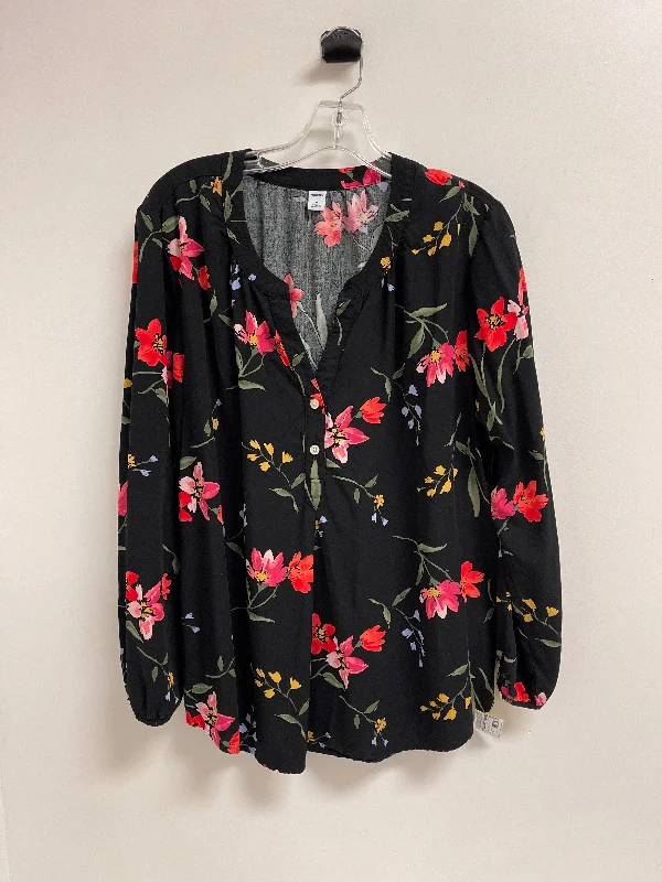 Zip-up women's topsTop Long Sleeve By Old Navy In Floral Print, Size: Xl