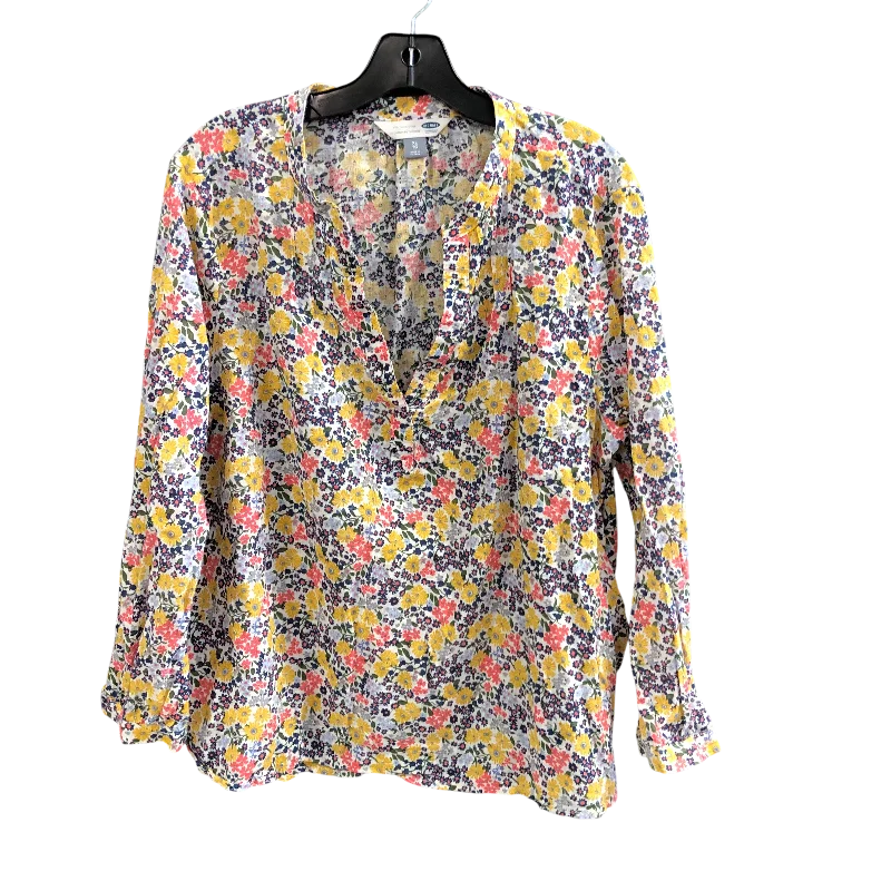 Stretchy women's topsTop Long Sleeve By Old Navy In Floral Print, Size: Xl