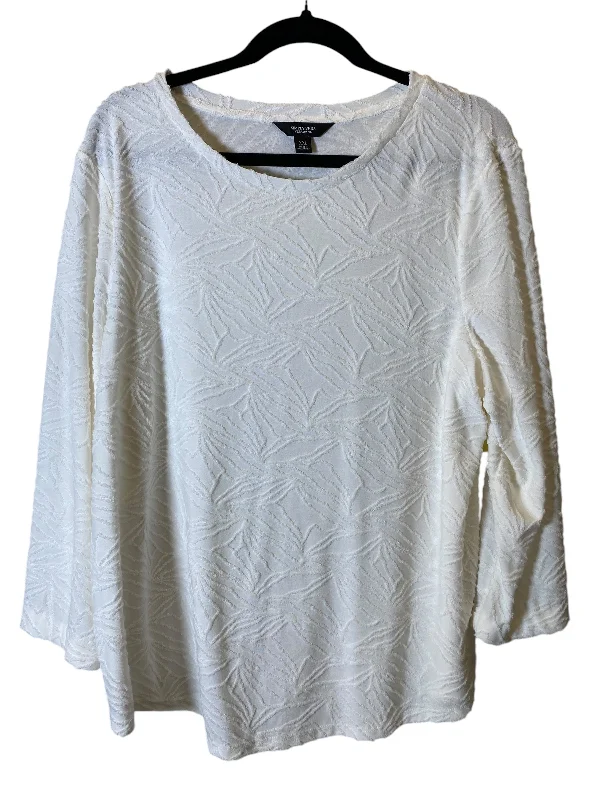 Summer women's topsTop Long Sleeve By Simply Vera In White, Size: 2x