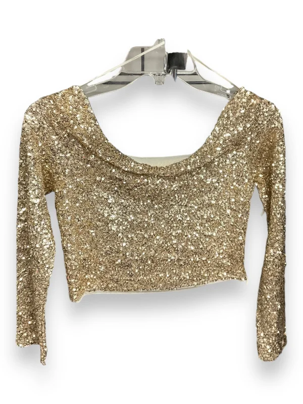 Animal print women's topsTop Long Sleeve By Zara In Gold, Size: S