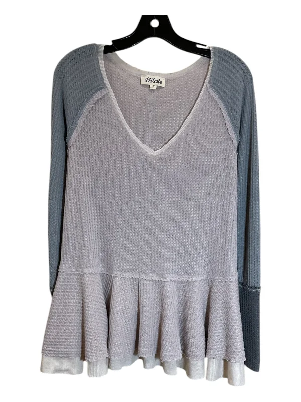 Chenille women's topsTunic Long Sleeve By Listicle In Grey & Pink, Size: S