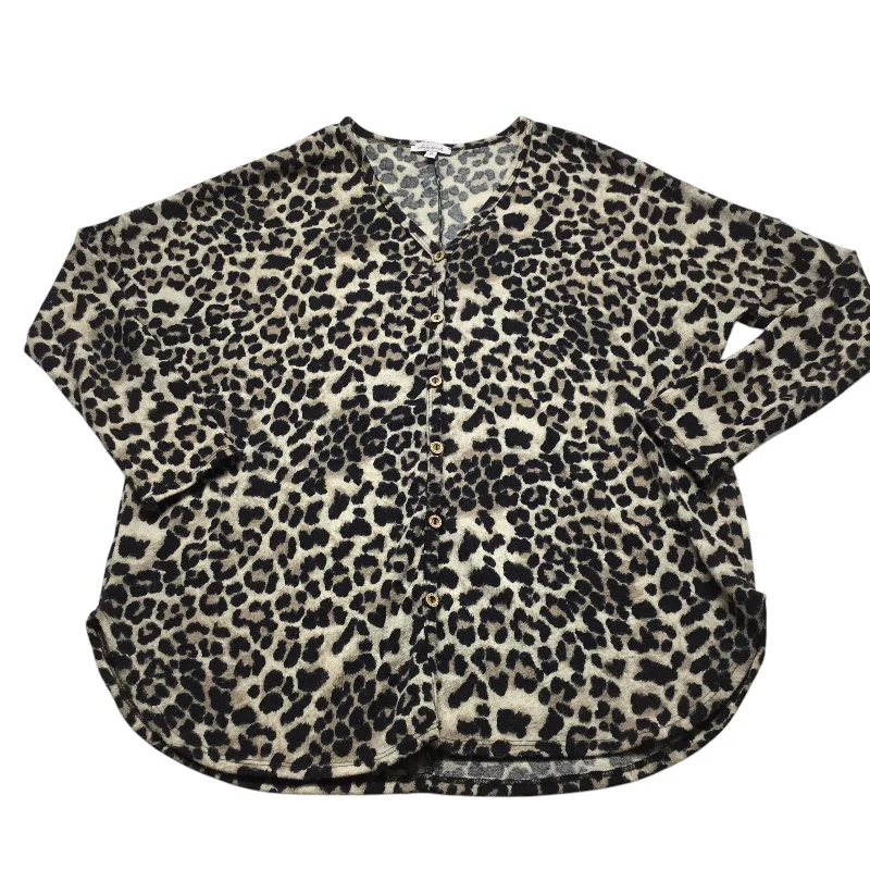 Olive green women's topsTunic Long Sleeve By White Birch In Animal Print, Size: M