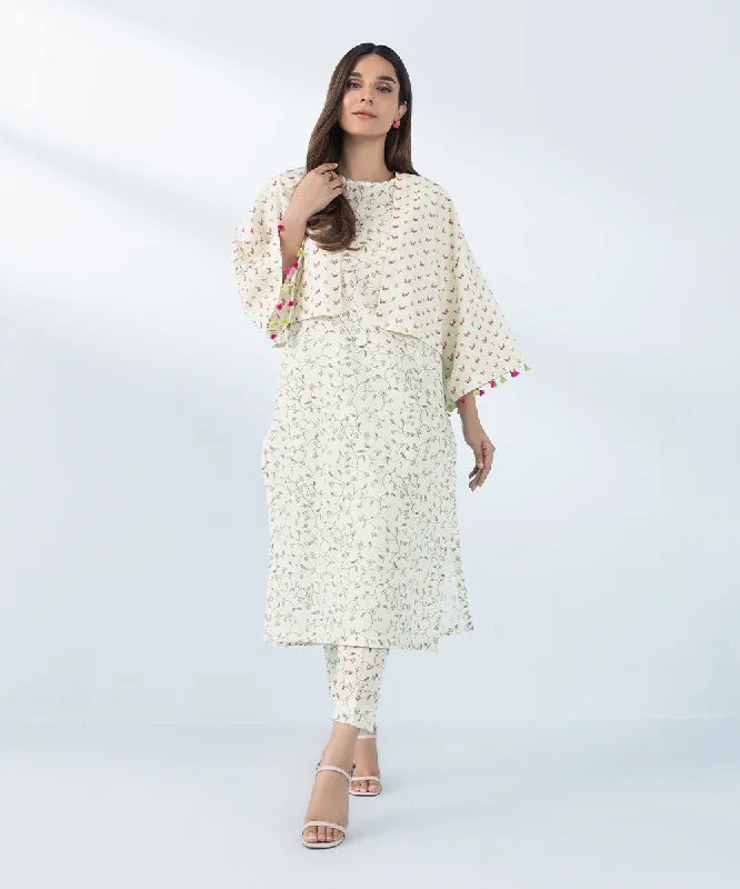 Maternity women's tops3 Piece - Embroidered Khaddar Suit