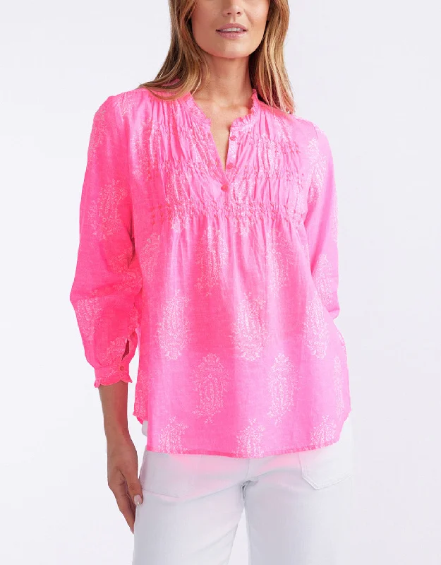 Button-down women's topsCharlie Cotton Blouse - Shrine Pink