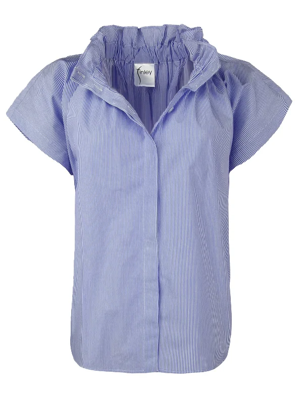 Transitional women's topsGAMEDAY! Jenny Top Blue Stripe 100% Poplin