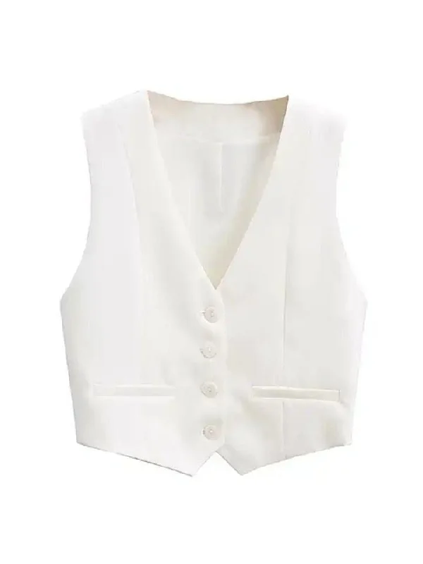 Machine-washable women's topsHubako Statement Vest Tops in White